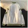 Kvinnorjackor Kvinnor Baseball Uniform Jacket Korean Kpop Chic Vintage Embroidered Letter Women o-hals dragkedja Löst sport