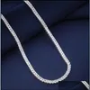 ペンダントネックレスReal 4mm with Gra 925 Sterling sier Moissanite Tennis Necklace Women Men Chain Fine Jewelry Drop Delivery 2022 N191J