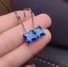 Stud fashion grace 8 8mm Pillow square Natural blue topaz drop earrings 925 silver natural gemstone women party gift jewelry 221021519039