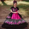 Деревенские черные бархатные цветочные девушки платья в мекссианском стиле малыш