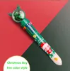 Austauschbare Mine Weihnachten 10-Farben Kugelschreiber Student Press-Typ Farbe Weihnachtsmann Presst Stift 0,5 mm Schule Schreibwaren Fedex