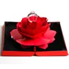 Bolsas de jóias Chegada Caixa preta dobrável Rosa vermelha Rosa para presente do dia dos namorados