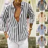 Men's Casual Shirts Male Stylish Relaxed Fit Turndown Collar Shirt Thin Men Vertical Stripes For Daily Wear