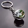 Llaveros Llavero de animal Anillo de husky siberiano Llavero de bola de cristal de doble cara Llavero de perro Joyería de animales