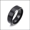 Anéis de casamento anéis de casamento de aço inoxidável preto para mulheres homens jóias largura 6 mm nome personalizado logoweddingwedding brit22 drop delivery dhrid