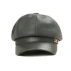 Ball Caps Fashion 2022 Women Hat Genuine Leather Baseball Cap Visor Light Board Solid Girl Hip Hop Outdoor Sun Sports