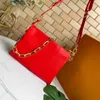 Sac de designer Sac de soirée Beige Argent Or Bleu Ciel Couleurs mises à jour Femmes Coussin Taille PM Cuir gonflé Deux pochettes attachées Lady S avec chaîne lourde