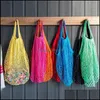 أكياس التخزين Natural Cotton Net Shop Bag Mticolour 2 Type Type Resulable Strong Recover Hand Totes Facs Home Storage Package Drop Drh6O9