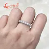 Cluster Rings 0.1ct 3mm Round White Moissanite Eternity Band Customizable Specifications Ring 925 Sterling Silver Jewelry Engagement