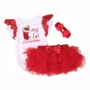 Set di abbigliamento Il mio primo costume di Natale Vestiti per bambina nata Pagliaccetto di compleanno carino Tutu Torta Gonna da principessa Cotone Cosplay Regalo di Natale