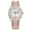 montre-bracelet diamant montres femmes montre classique 41mm automatique double calendrier boucle pliante 904L acier inoxydable or étanche 262z