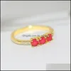 Anéis de casamento Anéis de casamento Double Fair For Women Sweet Sweet Mticolor Candy Stone Light Color Dour Ring Ring Jewelr Jewelr DHCA1