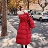 Women's Down Green Quilted Coat Women Winter Fashion Hooded Jacket 2022 Over The Knee Solid Color Warm Parkas Outwear Female Clothing