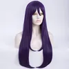 Mode ny anime cosplay långa raka lila flickor rak peruk