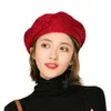 Beanie / Skull Caps 2022 New Black Hollow Lace Beret Sombreros Mujeres Verano Británico Retro Octagonal Hat Fmale Moda Sombrilla Beanie Caps T221020