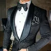 Męskie garnitury 2022 Zakończony biały kombinezon żakardowy dla mężczyzn pan młody Tuxedo Terno Slim Fit 2 sztuki Man Blazer Wedding z spodniami