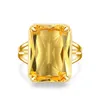 Cluster Rings Real 925 Sterling Silver for Women Citrine Crystal Engagement Finger Ring Gold Plated Anniversary Gift Female JewelR290F