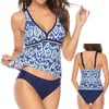 Women's Swimwear Women's Printed Patchwork Solid V-neck Sexy Plus Size Two Piece Swimsuit 2022 Women Bathing Suit Beachware Maillot