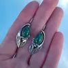 Kolczyki Dangle Retro Ethnic Oval Malachite Stone Gypsy Biżuteria Liść Flower Metal Oświadczenie dla kobiet Oorbellen Gift