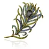 Brooches Exquisite Crystal Peacock Feather Brooch Retro European And American High-end Corsage Jewelry