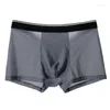 Underbyxor herrboxare shorts sexiga transparent andningsbara nät stretch smala trosor