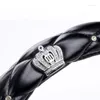Coprivolante 38cm Luxury Crystal Crown Studded Rhinestone PU Leather Car Cover Diamond Accessori interni