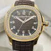 5167/5168 Orologio da uomo PF Factory Oro rosa quadrante marrone Lunetta con diamanti Swiss 324 SC 28800vph Orologi da polso di lusso con cristallo di zaffiro 2 colori Resistenza all'acqua 50M