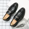 Lefu – chaussures à un pied pour hommes, chaussures d'automne en cuir pointu à manches extérieures, Crocodile décontractées, nouvelle collection 2023