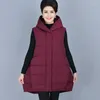 Gilets pour femmes automne hiver femmes gilet sans manches vestes à capuche épais coton manteaux décontractés pour maman lâche femme gilet Long noir