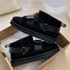 2022 designer Luxury women solid color Snow boots winter cold protection plus cashmere warm shoes Fashion Buckle flat bottomed U sheep fur integrated boots size 35-40