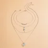 Chains Trendy Multiple Charmed Letters Rose Lock Heart Necklaces For School Girls Fashion Metal Neck