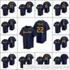 2021 Mężczyźni #3 Orlando Arcia Baseball Jerseys 8 Ryan Braun 22 Christian Yelich Hiura Mitchell Gamel Custom Women Młodzieżowa Navy Alternate