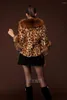 Femmes fourrure Wepbel grand col manteau veste mode haute Imitation léopard trois-quarts manches élégant vêtements d'extérieur manteaux vestes