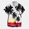 Chemises décontractées pour hommes Chemise hawaïenne imprimée d'arbre de plage Vacances d'été Hommes à manches courtes Col rabattu Bouton Blouses masculines