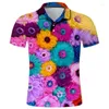 Herrpolos ropa de hombre sommar kort ￤rm polo homme blommor streetwear m￤n 3d tryckt skjorta mode casual harajuku cool topps