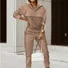 Survêtements pour femmes Deux pièces Ensemble Survêtement pour femmes à manches longues Manteau rayé et pantalon maigre Sweat Costumes Casual Sportswear Tenues