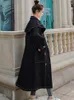 Womek Płaszcze Lanmrem Kobiety Lapel Long Rękaw Lose Fit Black All Match Windbreaker Fashion Tide 2022 Autumn Winter 2F0088