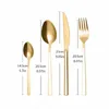 Servis uppsättningar av guld rostfritt stål bestick set sked gaffel kniv 24 st köksredskap miljövänligt plattvari