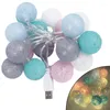 Strängar julbelysning 2,2m 20 LED USB bomullskulans girland strängdekor baby säng fairy party bröllop semester dekoration