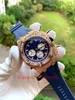 12 Style Fashion Perfect Quality Watch neue Version Volldiamant-Zifferblatt VK Quartz Chronograph Working 18K Rose Gold Rubber Strap Bands Herrenuhren