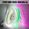 Bandes 220V LED bande lampe dimmable IP67 étanche flexible lumière bleu rose rouge vert blanc 180leds/m 2835