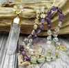 Pendant Necklaces YA3869 Natural Rough Quartz Point Mixed Stones Prehnites Amethysts Citrines Chips Beads Knot Handmade Necklace