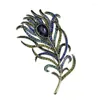 Brooches Exquisite Crystal Peacock Feather Brooch Retro European And American High-end Corsage Jewelry