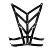 Belts Pink Lingerie Belt Leather Crop Top Metal Ring Cage Chest Women Garter Waist Bondage Suspender Body Harness Bra Party