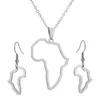 Pendanthalsband 2022 Rostfritt stål Africa Map Hollowed-Out Lady Necklace Titanium Afri 1087CA örhängen 2 Set