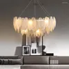 Lustres art déco blanc gris plume gris concepteur LED dominable de la lampes de lustre de suspension lustrans luminaire luminaire pour foyer