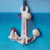 Decorative Figurines High Quality Wood Anchor Thermometer Crafts Art Wall Hanging Hook Meter Gauge Shell Nautical Deco Room Decoration