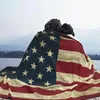 Blankets Sofa Fleece Vintage American Flag Throw Blanket Warm Flannel USA Proud For Bedroom Car Quilt