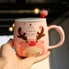 Tasses Tasse à café en céramique avec couvercle Ensemble nordique Noël Maison Personnalité créative Fille Tendance