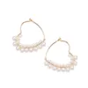Kolczyki obręcze Symulowane kolczyki perłowe dla kobiet złoto kolor koraliki sercowe gwiazda cynku geometryczna moda